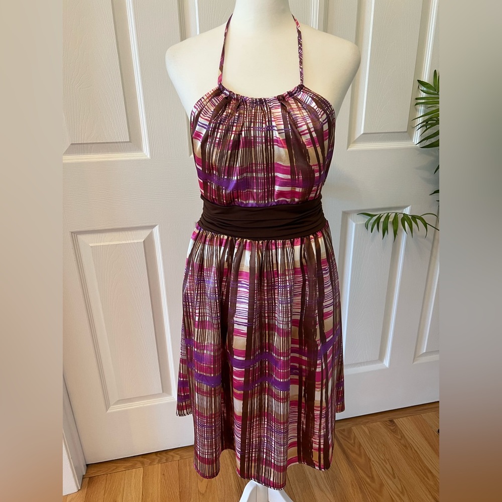 City Studio Halter Brown Purple Dress Size 11 NWT